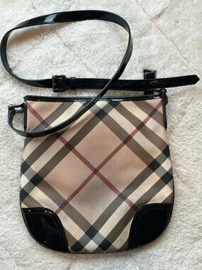 BURBERRY DRYDEN NOVA CHECK CROSSBODY BAG / BLACK PEWTER
